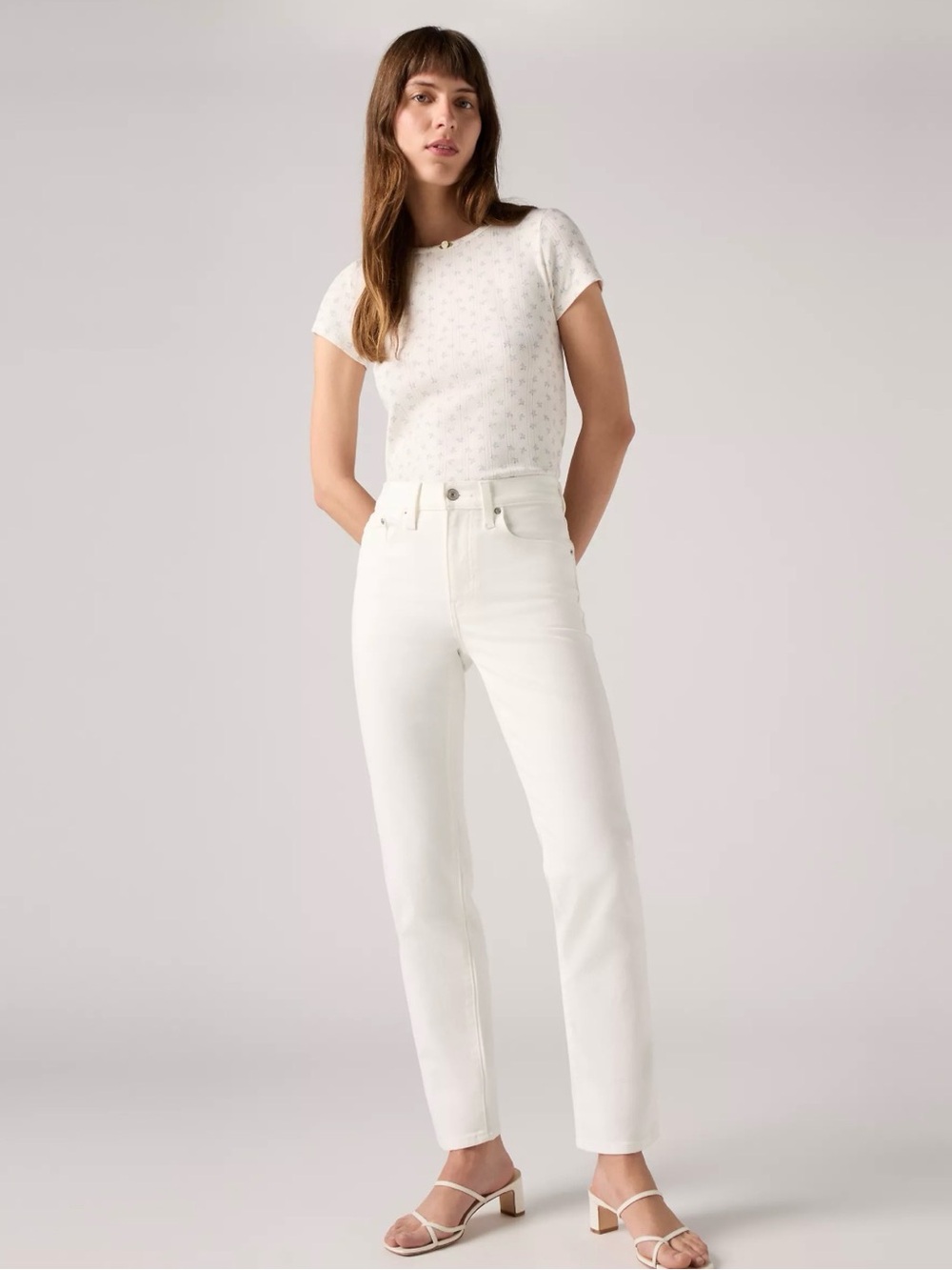 Levi’s High-Rise Straight Leg Women’s Jeans in Cloud White, Size 28